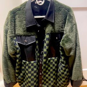 Fleece checkered snap jacket
